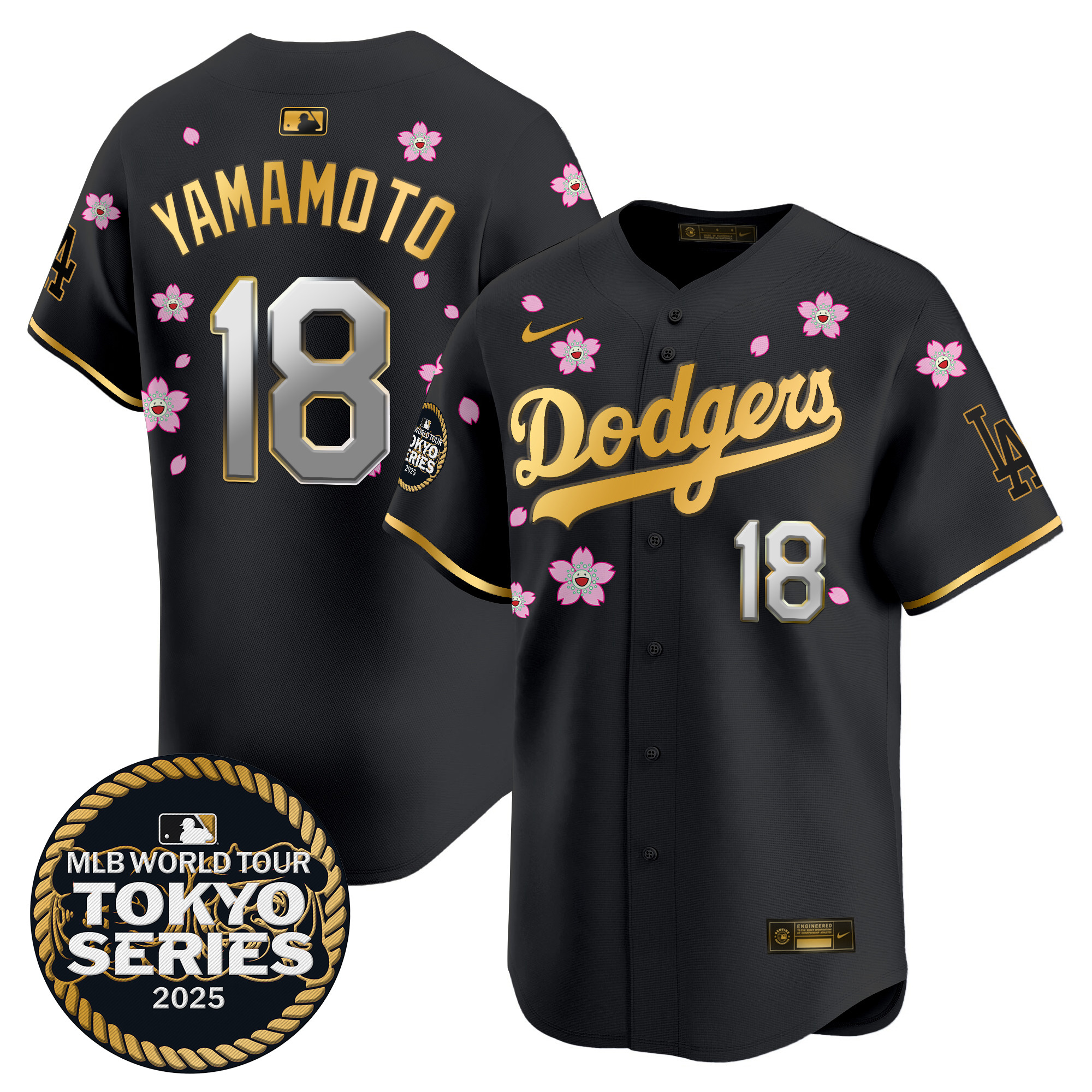 Men Los Angeles Dodgers #18 Yamamoto Tokyo Series  black Limited Stitched 2025 Jersey style 9